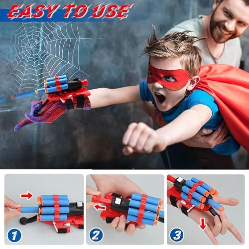 JONEG Web Shooters Toy for Kids 2 Pack, Toy for 3 4 5 6 7 8 Year Old Boy, Web Slinger with Spider Glove Launcher, Toys for Boys 4-6 6-8, Birthday Gifts thumbnail 5