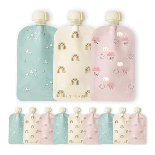 Hippypotamus Reusable Baby Food Pouches for Toddlers - BPA Free Food Grade - Dishwasher & Freezer Safe - Baby Food Containers - Refillable Squeeze Pouch For Applesauce & Yogurt - 12 Pack (Rainbows) - Image 1