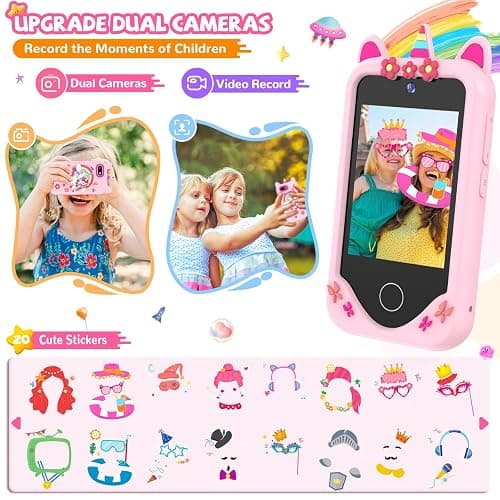 Kids Smart Phone for Girls Gifts - Toddler Christmas Birthday Gift for Age 3 4 5 6 Year Old, Kids Cell Phone Toy with 2.8” Touchscreen, Dual Cameras, Learning, Play Games, Video Player with 32 GB Card thumbnail 4