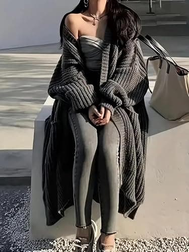 GUTPOINT Womens Long Cardigan Sweaters Open Front Oversized Duster with Pocket for Women 2025 Fall Winter Knit Design Coats thumbnail 5
