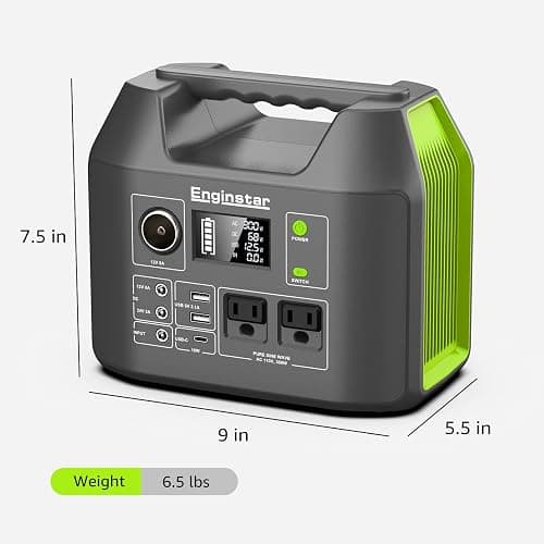 EnginStar Solar Generator, 300W Portable Power Station, 296Wh Lithium Battery Backup w/Two 110V Pure Sine Wave AC Outlet for Camping Road Trip RV, 80000mAh Sufficient Power Supply for Blackout thumbnail 3