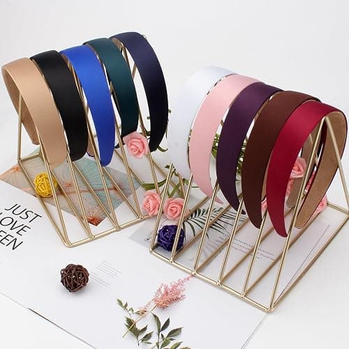 Wecoe Headbands for Women Girls, 10 Pcs 1 Inch Wide Satin Headbands No Slip Fashion Thin Solid Hair Bands for Daily Wear, Party, Cosplay, Diy Costume Hair Accessories, Diademas Para Mujer De Moda thumbnail 6