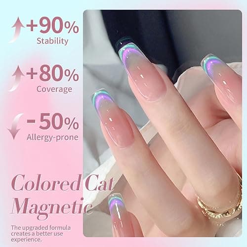 BORN PRETTY Blue Purple Cat Magnetic Eye Gel Nail Polish Rainbow Gel Polish | Aurora Firefly Color Cat Magnetic Gel Polish Glitter Magnetic Gel Nail Manicure Salon DIY 15ml thumbnail 5