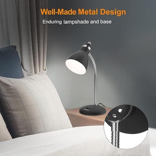 LEPOWER Metal Desk Lamp, Eye-Caring Table Lamp, Study Lamps with Flexible Goose Neck for Bedroom, Home Office (Matte Black) thumbnail 3