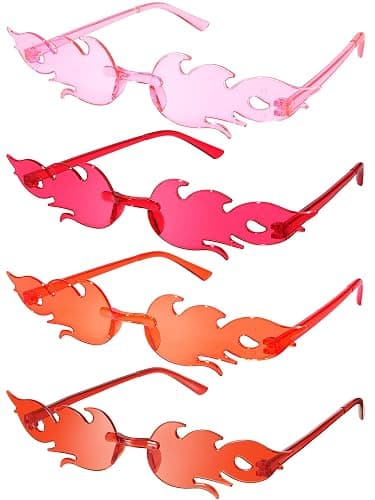 EBOOT 4/8 Pairs Fire Flame Glasses Rimless Flame Fire Sunglasses for Women Men Summer Beach Wedding Bridal Shower Party Decor - Image 1