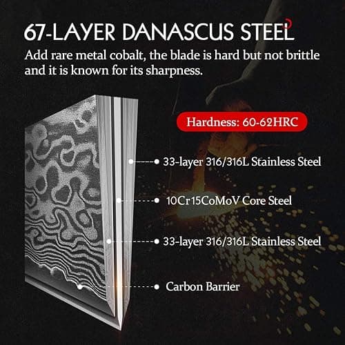 HEZHEN 7 inch Nakiri Knife Japanese High Carbon Steel-Super Durable Cooking Knife-67 Layers of Damascus Steel Sharp Blade -Ergonomic Design for Figured Sycamore Wood Handle thumbnail 6