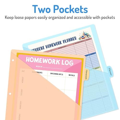Forvencer 8 Count Dividers with Two Pockets, 8 tab Binder Dividers for 3 Ring Binder Organizer, Binder Divider with Tabs for School Office and Home Organization, Multicolor, 1 Set thumbnail 4