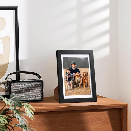HappyHapi 4x6 Picture Frames Set of 10, Tabletop or Wall Display Pictures 3.5x5 with Mat or 4x6 Without, Multi Photo Frames Collage (Black) thumbnail 8