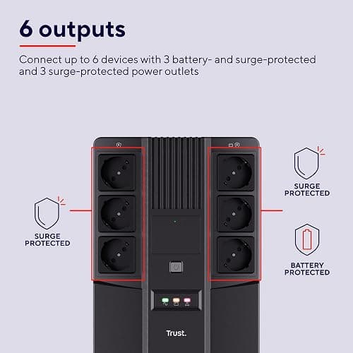 Trust Maxxon Gruppo di continuità (UPS) da 800 VA (UPS), Nero - 800VA (UPS) thumbnail 3