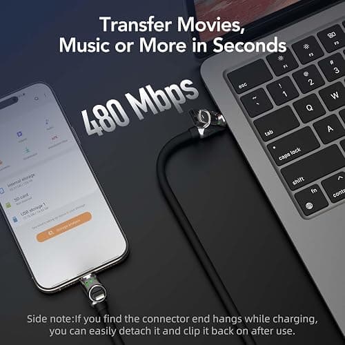 MFish 4-in-1 USB Charging Cable with Carrying Case, 240W Fast Charger Cord, USB-A & Dual USB-C to USB-C/Lightning, for iPhone 17/16/15/14, iPad, MacBook & More (Rich Black) thumbnail 7