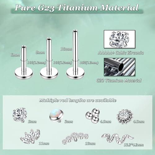 Adramata G23 Titan Helix Tragus Labret Lippenpiercing Medusa Innengewinde Medizinische Ohrstecker Ohr Klein Conch Gold Silber thumbnail 3