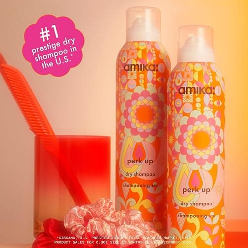 amika perk up talc-free dry shampoo | refreshes roots with a voluminous ‘oomph’ between washes, no white residue, absorbs oil + reduces odor, for all hair types thumbnail 2