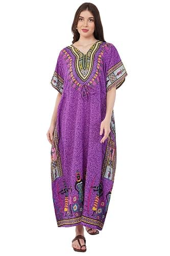Divine threads Women African Print Kimono Cover Up V Neck Batwing Sleeve Plus Size Beach Kaftan Dresses thumbnail 6