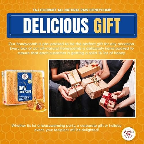 Taj Gourmet All Natural Raw Honeycomb 100% Honey Pure Turkish Raw Honey Comb -100% All Natural Edible Honey Combs Raw Edible - Perfect For Healthy Smoothies Honey With Honeycomb, 200g (7.05oz) thumbnail 8