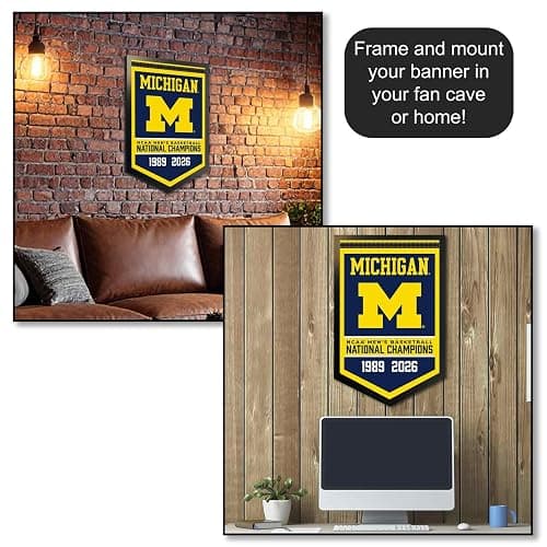 Michigan Team University Wolverines 2 Time College Basketball National Champions Banner thumbnail 4