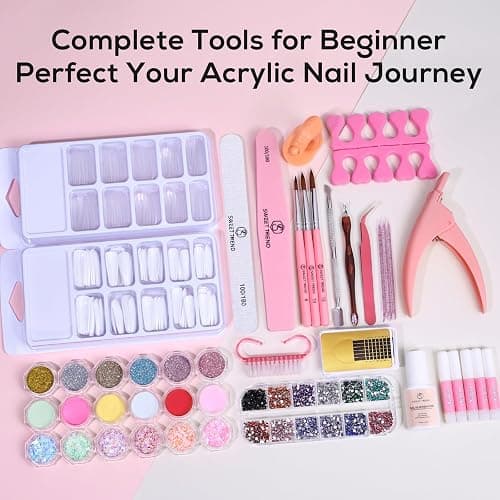 Acrylic Nail Kit for Beginners: Professional Acrylic Powder Set with Everything for Starter - U V Light Nail Drill and Liquid - Full Tools Decoration Tech Gifts for Home Salon Women thumbnail 9