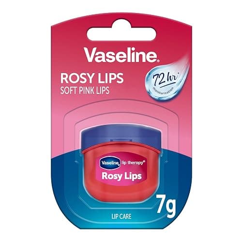 Vaseline Lip Therapy Mini Jar Rosy, 7g | Healing power of Vaseline jelly with 72-hours of moisturization. Leaves a sheer pink tint and rosy glow. - Image 1
