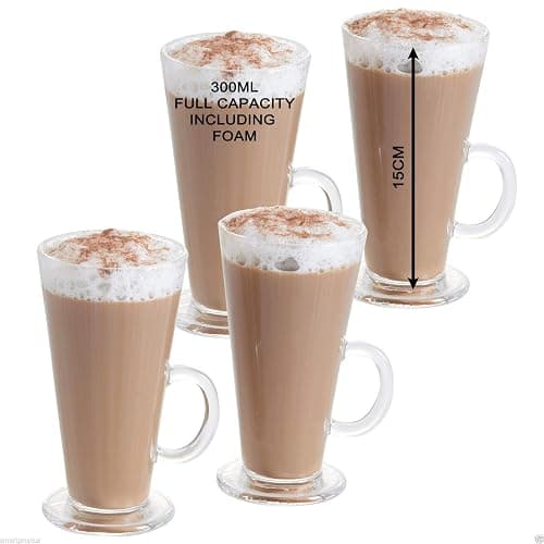 Ever Rich ® Latte Glasses Tea Coffee Cup Mug (Fits Tassimo & Dolce Gusto) (300 ML + SPOONS) thumbnail 3
