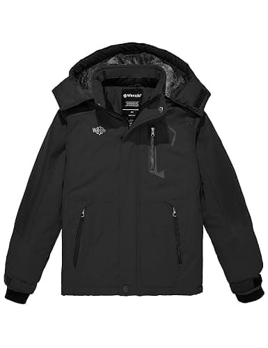 Wantdo Boy's Waterproof Ski Jacket Fleece Snowboarding Jackets Warm Thick Winter Coat Hooded Raincoats - Image 1