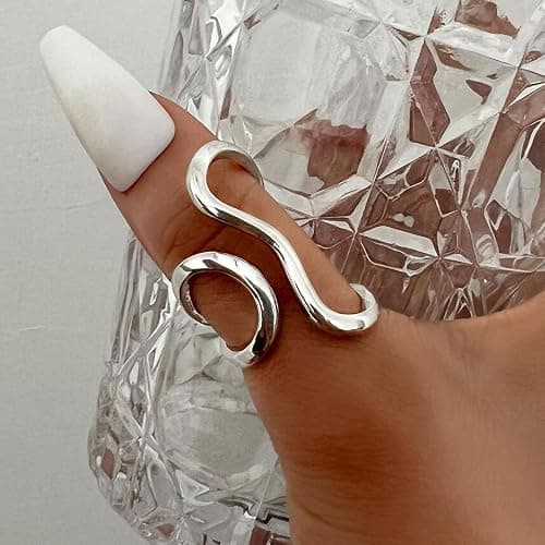 Aktully Chunky Gold Statement Ring for Women Chunky Gold Circle Ring Adjustable Open Promise Minimalist Statement Rings Trendy Jewelry for Women thumbnail 3