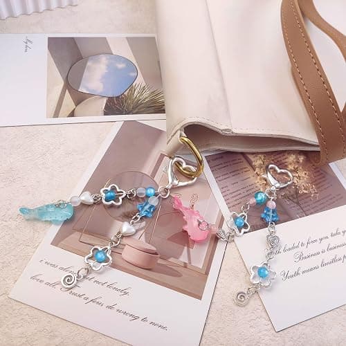 AGEN KGEN Aesthetic Y2K keychains Cute Butterfly Star Strawberry Bear Guitar Keychains Charms for Women Bag Purse Gifts thumbnail 4