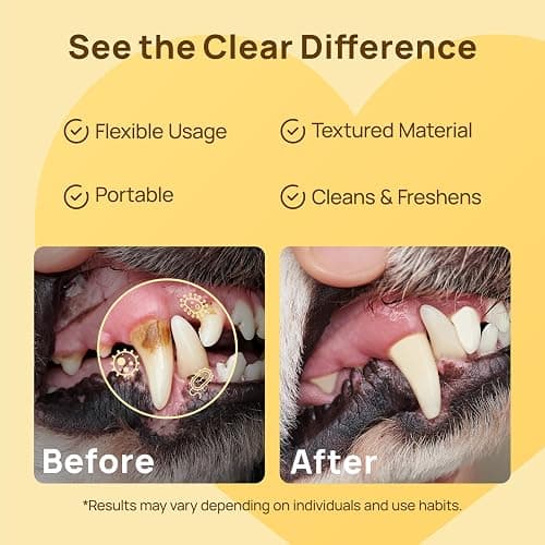 HICC Pet Teeth Cleaning Wipes for Dogs & Cats, Vet-Recommended Remove Bad Breath & Plaque & Tartar Buildup, Dog Tooth Brushing Kit, Dog Breath Freshener, Dogs Toothbrush & Toothpaste Alternatives thumbnail 4