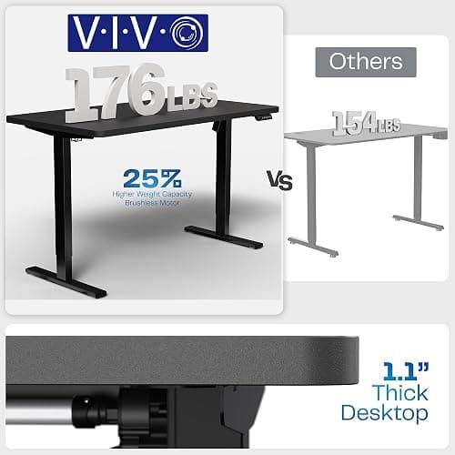 VIVO Electric 60 x 24 in Standing Desk, Memory Height Adjustment, 1B Series, One-Piece Reclaimed Wood Top, Black Frame, DESK-KIT-1B6P thumbnail 5