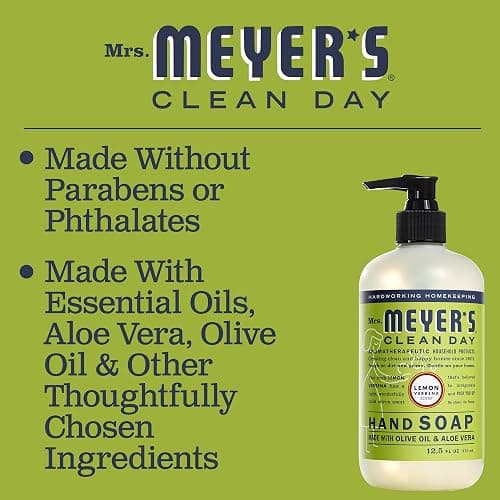 MRS. MEYER'S CLEAN DAY Liquid Hand Soap, Cruelty-Free Hand Wash Made with Essential Oils, Lemon Verbena Scent, 12.5 Oz (Pack of 3) thumbnail 5