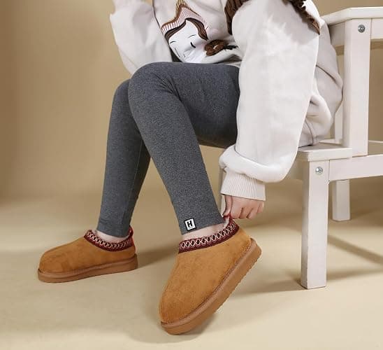 SMajong Kids Slippers Plush Warm Girls Fuzzy House Slippers Boys Platform Slipper Slip-on Shoes Winter Indoor Outdoor thumbnail 2