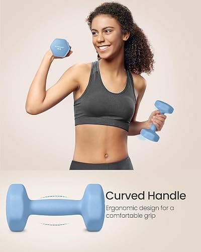 SONGMICS Dumbbells Set of 2 Dumbbells Hexagon Neoprene Coating Strength Training Workout Fitness Training Home thumbnail 3