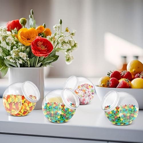 Willinglong 4 Pcs 60 oz Plastic Candy Jar with Lid for Candy Buffet Large Storage Jar Clear Food Storage Canisters Kitchen Countertop Container for Cookies Snacks Indoor Outdoor thumbnail 2