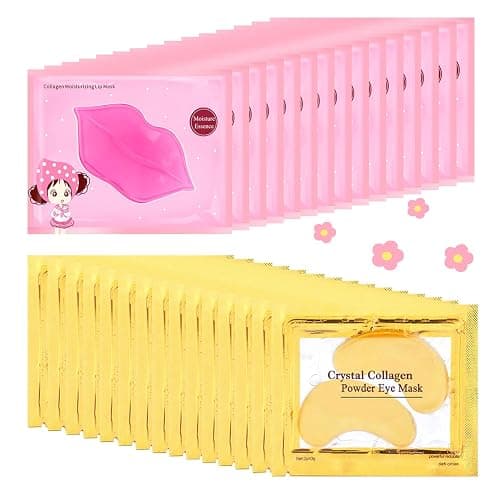 30 Pairs Lip Masks & 24K Gold Eye Masks, Crystal Collagen Eye Patches for Puffy Eyes, Moisturizing & Reduce Wrinkles, Lip Care & Under Eye Mask for Dark Circles and Puffiness - Image 1