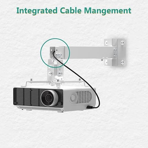 WALI Projector Mount Ceiling/Wall - Universal 3-in-1 Bracket with Extension Pole, Height Adjustable Holder for LCD/DLP Projectors, Supports up to 44lbs, White (PM-003-W) thumbnail 6