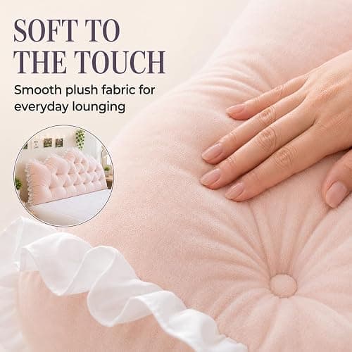 Taylinova NEW College Dorm Bed Bolster Pillow (Rice Pink,Twin-90cm/35) | Rectangular Reading Headboard Pillow,for Twin, Full, Queen & King Beds, Headboard Pillow for Sitting, Reading & Lounging thumbnail 3