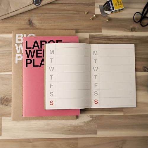 JSTORY Large Weekly Planner Stitch Bound Lays Flat Undated Year Round Flexible Cover Goal/Time Organizer Thick Paper Eco Friendly Customizable B5 7.2" X 10.1" 54 Weeks 120 GSM 28 Sheets Pink thumbnail 5