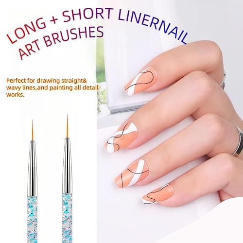 Nail Art Tool Set - 5 Dotting Tools & 5 Nail Liner Brushes for Salon, Professionals & Beginners thumbnail 5