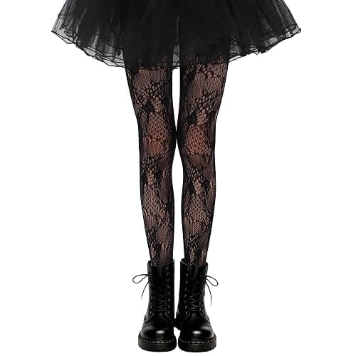 GUXIMIAR Girls Lace Fishnet Tights Toddler Sheer Patterned Stockings Halloween Tights Hollow Dance Pantyhose for Kids - Image 1