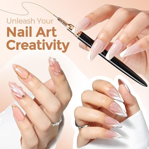 UNA GELLA Metallic Nail Art Brushes, Liner Pens Set 5Pcs Black Color For Nail Art Gel Polish - Thin Detail Nail Art Design Painting Brush Set For Nails Gel Fine Drawing Nail Tools Sizes 7/9/11/15/25mm thumbnail 2