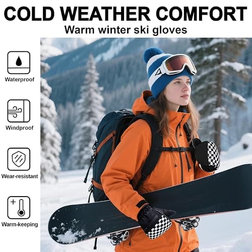 VXW Winter Snowboard &Ski Mittens for Extreme Cold Weather, Waterproof & Windproof 3M Mittens for Snowboarding Skiing in Cold Weather thumbnail 5