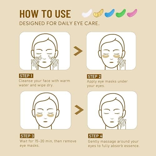 Yeokoe Under Eye Patches for Dark Circles,Eye Mask for Puffy Eyes With Collagen,Retinol,Vitmin C,Hyaluronic Acid and Niacinamide Face Masks Skincare Spa Gifts for Woman 20Pairs thumbnail 5
