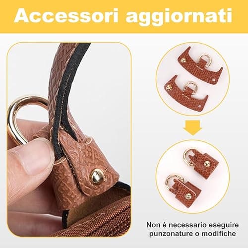 Tracolla per Longchamp Borsa Donna, Tracolla Regolabile per Borse, Cinghie di Trasporto in Pelle Giallo-Marrone per Longchamp Mini Bag Straps, Estensione Della (Larghezza della tracolla 1,2 cm) thumbnail 7