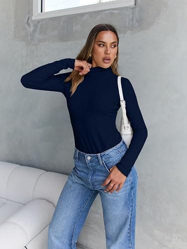Trendy Queen Women's Turtleneck Long Sleeve Shirts Fall Fashion Basic Thermal Underwear Tops Winter Clothes 2025 thumbnail 5