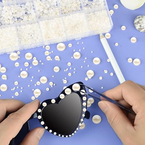 NACHLYNN Lot de 12 000 perles à dos plat - 8 tailles - Perles demi-rondes pour travaux manuels, embellissement, chaussures, fabrication de coques de téléphone thumbnail 2