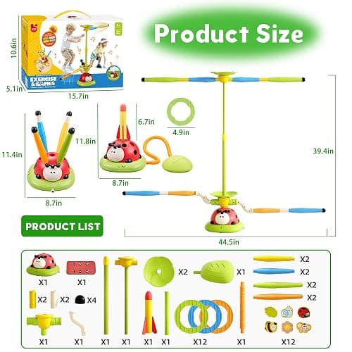 Pobaiyi 5 in 1 Musical Jump Toys, Toss Ring Game Stomping Launch Rocket Launcher for Kids, Obstacle Avoidance & Jump Squating Toy Games Remote Control Outdoor & Indoor Toys for Ages 4-8 8-13 thumbnail 2