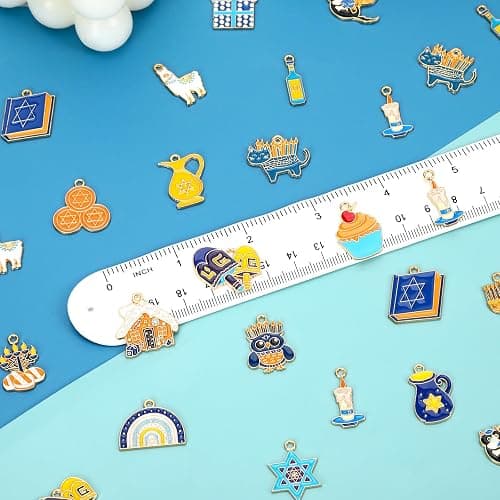 MARFOREVER 40 Pcs/20 Pairs Hanukkah Charms for Jewelry Making, Chanukah Blue White Enamel Charm Star of David Bangle Pendants for Bracelet Necklace Earrings Making Hanukkah Gift Decoration Accessories thumbnail 3
