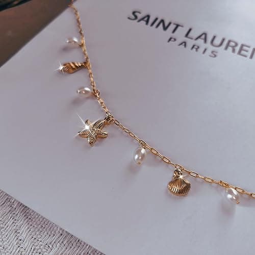 Rumgey Charm Necklace for Women - Dainty Gold Beach Necklace Cute Shell Necklaces Charm Accessory Beach Starfish Pendant Preppy Stuff Summer Jewelry thumbnail 8