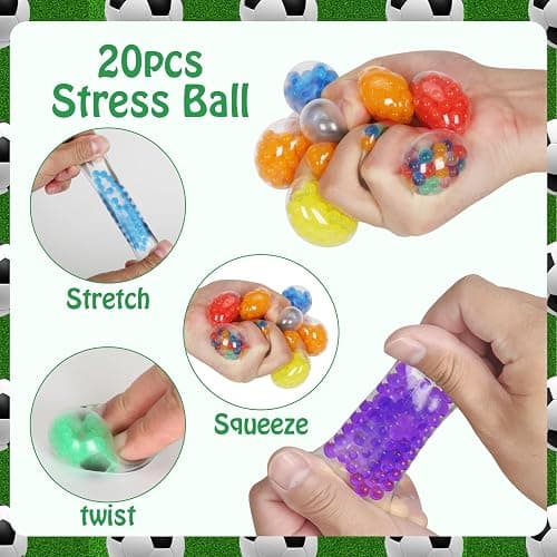 20 Pack Mini Stress Balls Set Fidget Toys for Adults, Colorful Soccer Squishy Squeeze Stress Relief Ball, Party Favors Bags Gifts thumbnail 3