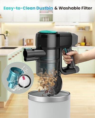 Blozor N3T Cordless Vacuum Cleaner,Wireless Stick Vacuum with 40mins Runtime,Self-Standing,Anti-Tangle Brush,Rechargeable Lightweight Vacuum Cleaner for Home,Hardwood Floor,Pet Hair, Carpet-Mint Green thumbnail 7