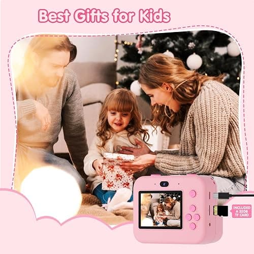 Kids Instant Print Selfie Camera for Girls,1080P HD Digital Camera for Kids with Print Paper & 32GB Card, Christmas Birthday Gifts Kids Toys for 3-12 Years Old (Pink) thumbnail 5