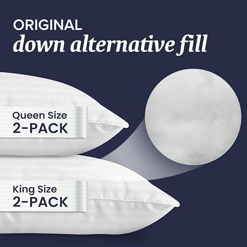 Beckham Hotel Collection Bed Pillows King Size Set of 2 - Down Alternative Pillow for Back, Stomach or Side Sleepers thumbnail 4
